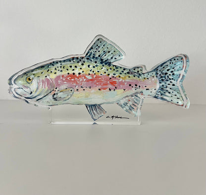 "Chasing Rainbows" Trout Acrylic Small Shelfie
