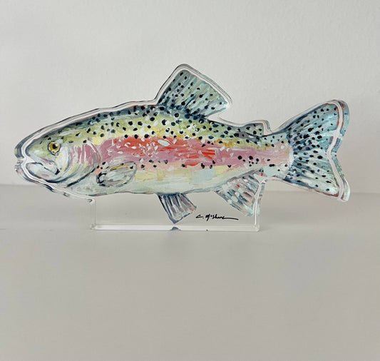 "Chasing Rainbows" Trout Acrylic Small Shelfie