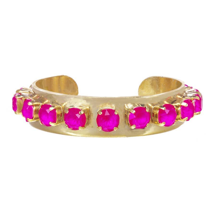 Nyon Antique Gold Cuff- Electric Pink
