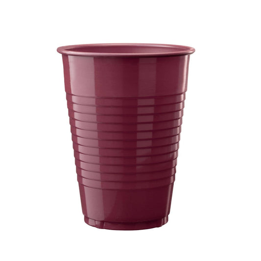 12 oz Maroon Burgundy Plastic Cups - 50 Ct.