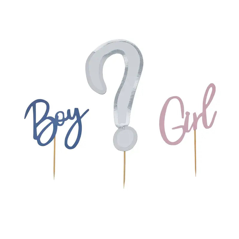 Gender Reveal Card Cake Topper Set