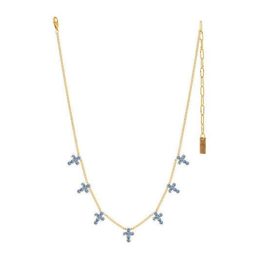 Multi Cross Necklace in Light Sapphire