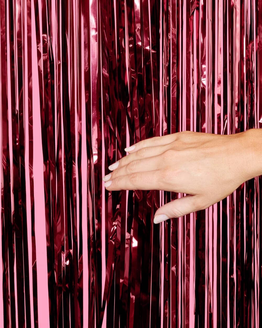 Maroon Fringe Curtains | 2-Pack Party Backdrop, Tinsel