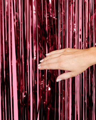 Maroon Fringe Curtains | 2-Pack Party Backdrop, Tinsel