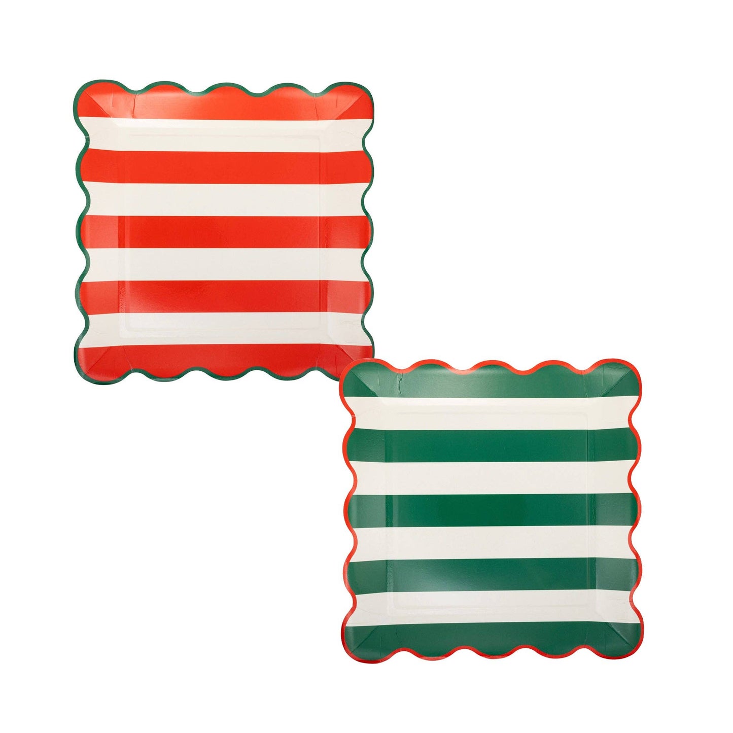 Red and Green Striped Plates 8ct