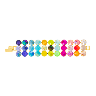 Multicolored beaded bracelet on a white background