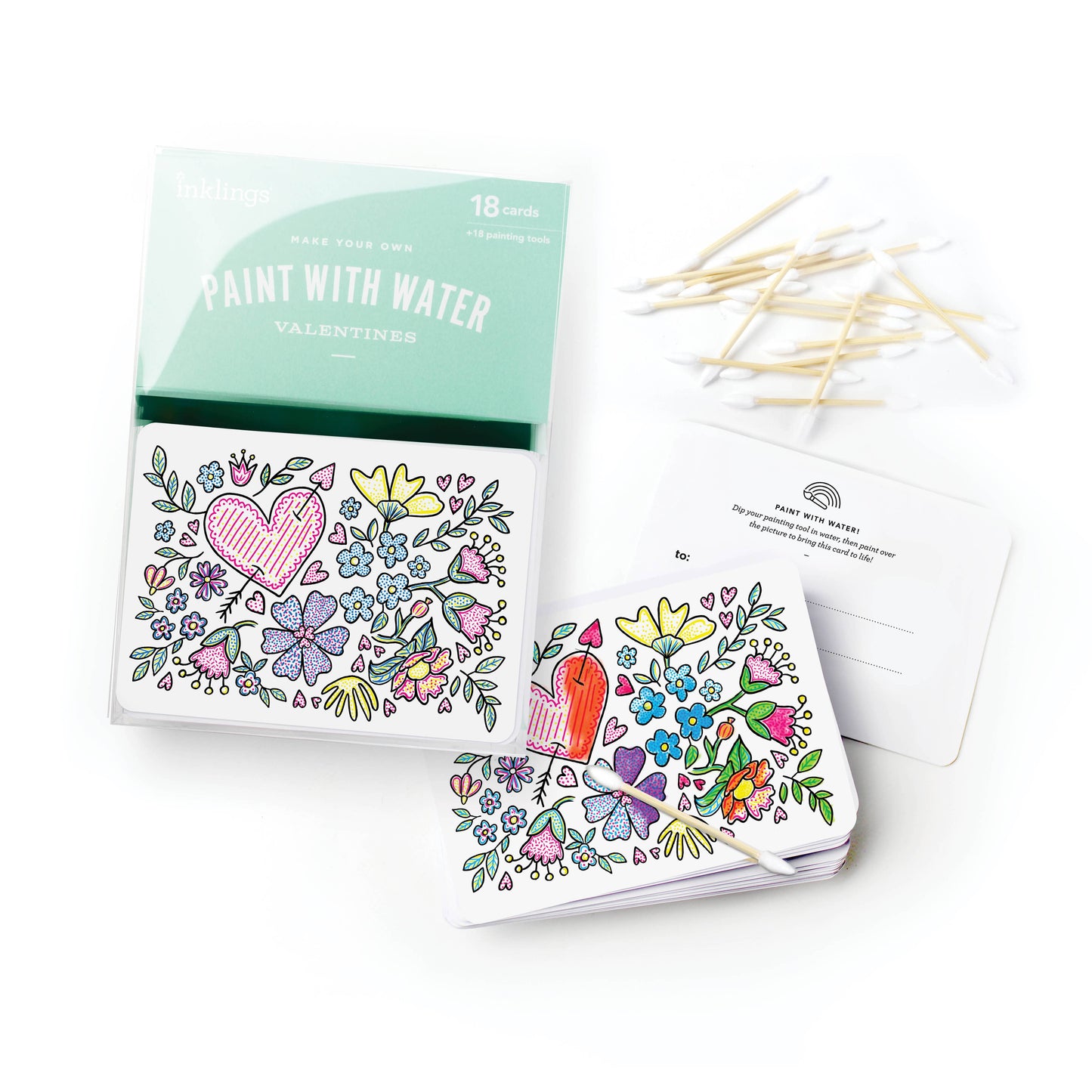 Paint with Water Valentine Cards - Floral