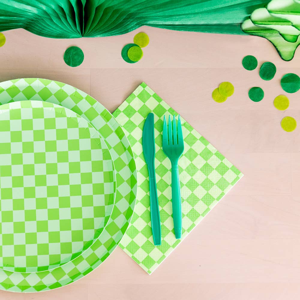 Check It! In The Limelight Green Plates - 2 Size Options - 8 Pk.