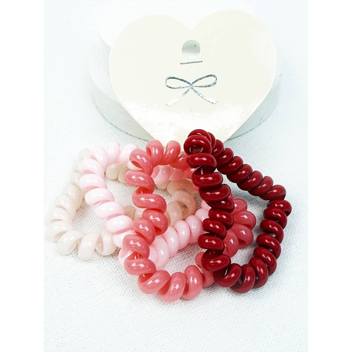 Heart Shape of Spiral Hair Tie Set/4