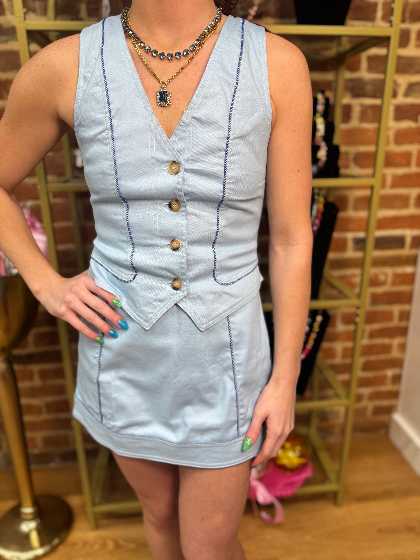 Powder Blue Vest/Skort Set