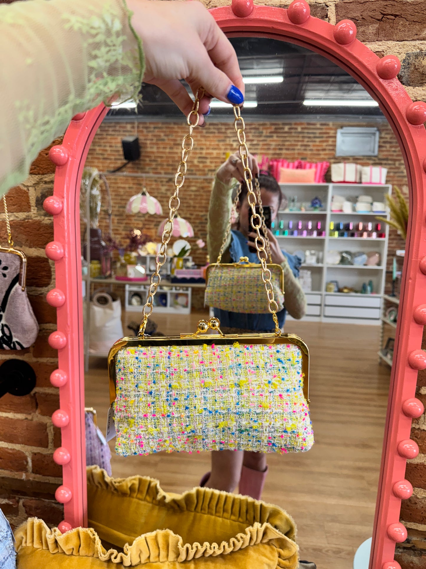 Glenda Gies Multicolored Tweed “Trixie” Purse