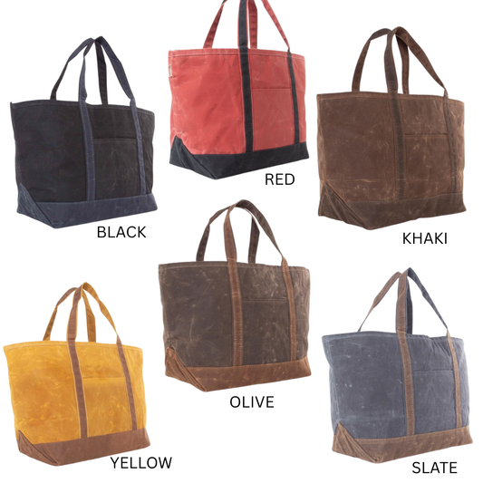 Waxed Canvas Large Classic Tote, Multiple Colors