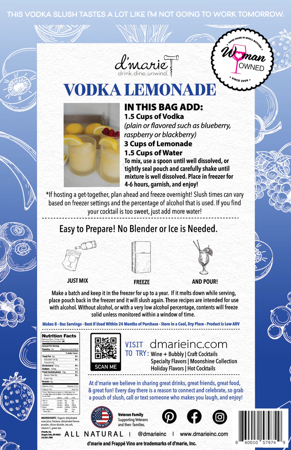 Vodka Lemonade Cocktail Slush Mix - 10oz