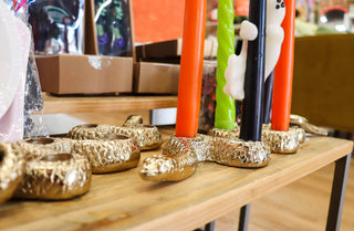 Snake Shaped Taper Holder, Gold Finish (Holds 5 Tapers)