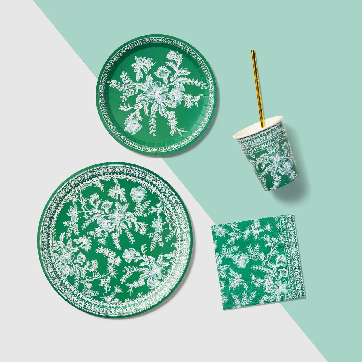 Emerald Green Toile Cups-10ct