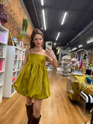 Lime Light Bubble Mini Dress