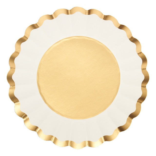 Flower Salad Plate Gold & White-8ct