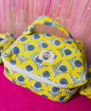 Yellow Flower Makeup Bag Set/3