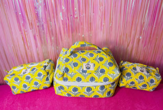Yellow Flower Makeup Bag Set/3