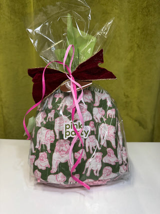 Chelsea Bulldog Quilted Cosmetic    Green/Pink/White    10x6x5