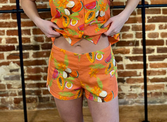 Papaya Paradise: Tropical Orange Shorts