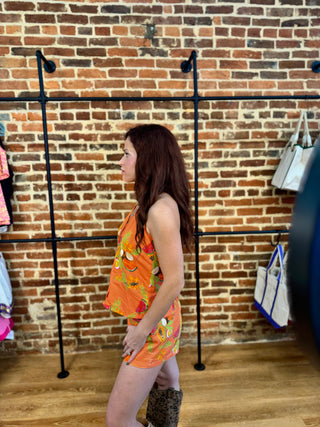 Papaya Paradise: Tropical Orange Vest & Shorts