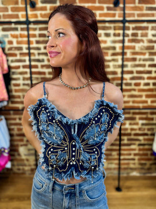 Denim Butterfly Top