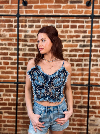 Denim Butterfly Top