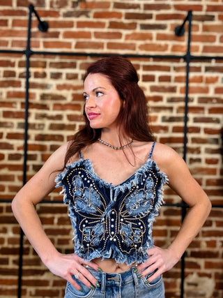 Denim Butterfly Top