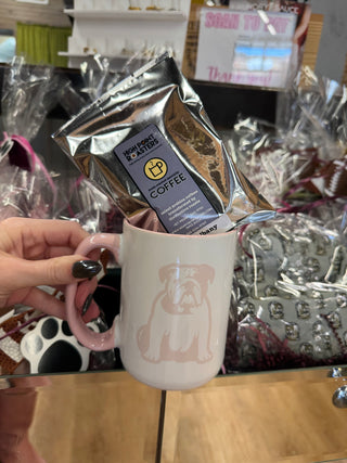 Bulldog Coffee Mug White/Light Pink   16oz