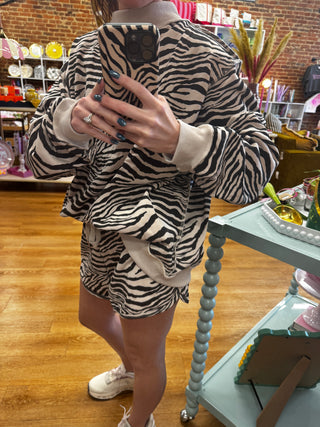Zebra Print Drawstring Dolphin Shorts