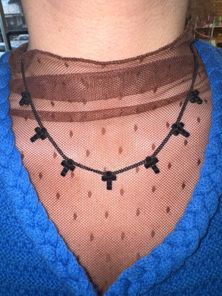 Multi Cross Necklace- Jet in Smutt