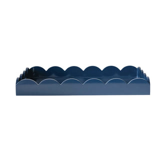 Extra Large Navy Scalloped Tray W/ Handles