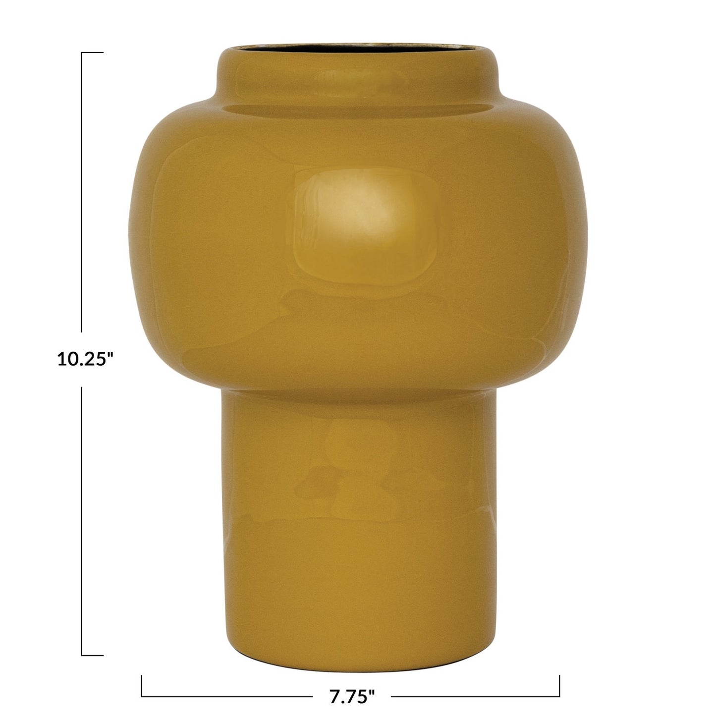 Mustard Enameled Metal Vase 10" x 8"