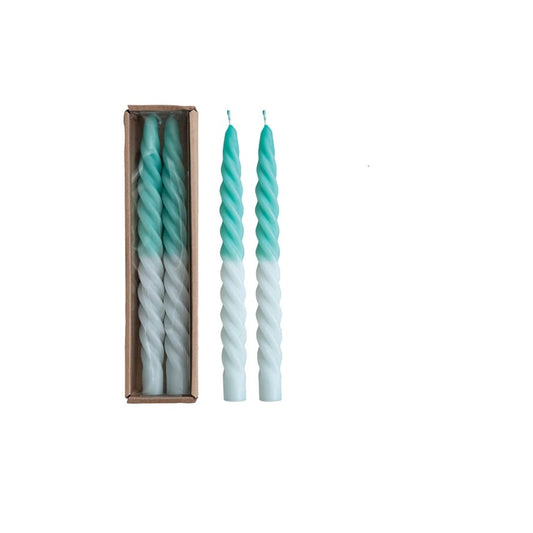 Mint/Aqua Swirl 10" Taper Candle Set