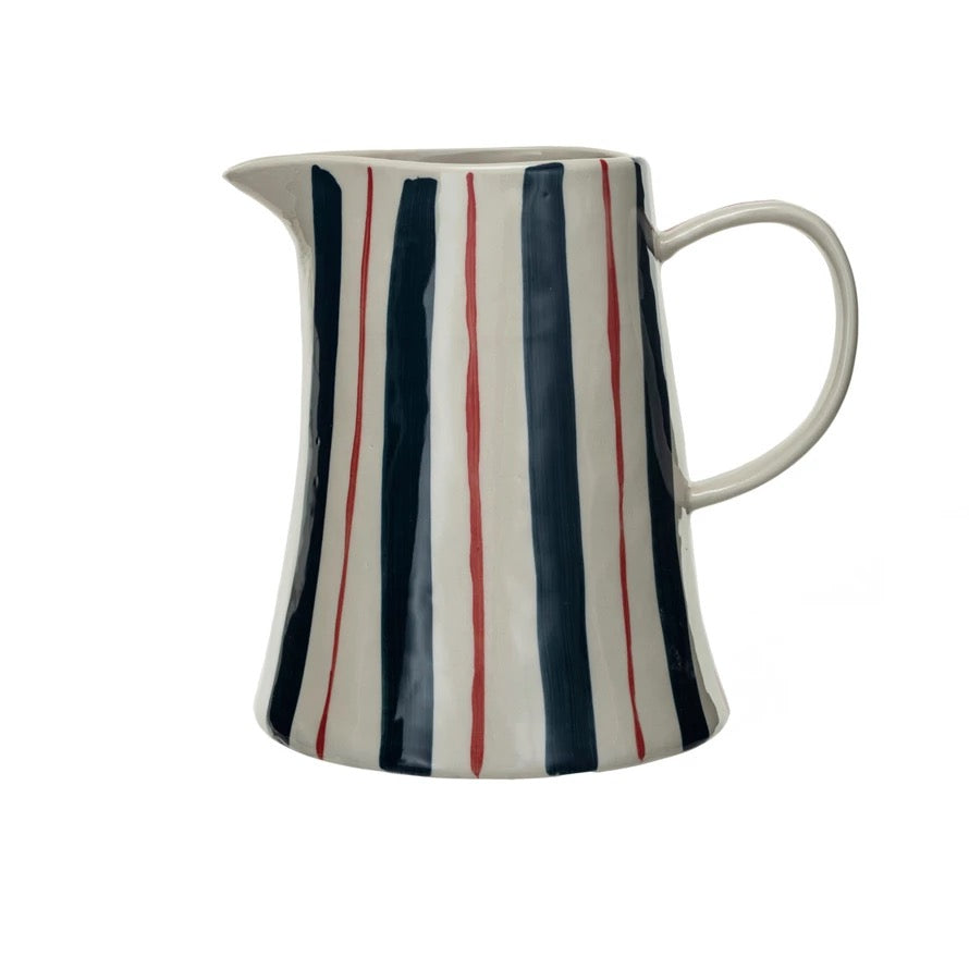 2 Quart Hand Painted Stoneware Pitcher