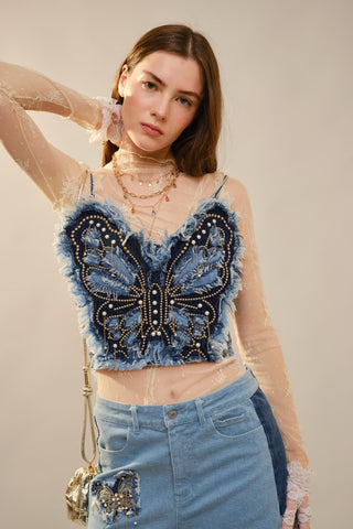 Denim Butterfly Top