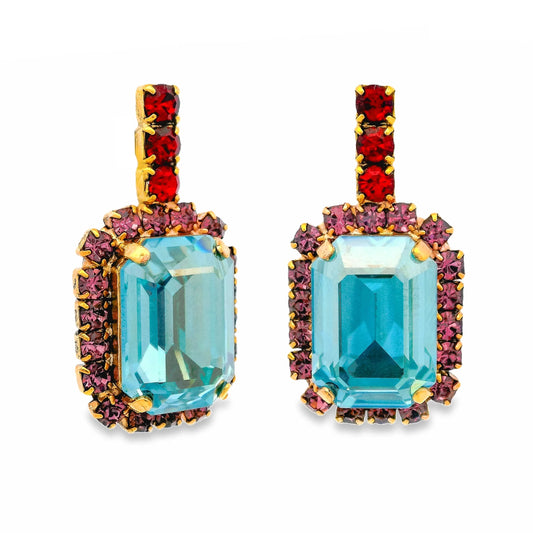 Mabel Earrings in Aqua Bohemica Champagne