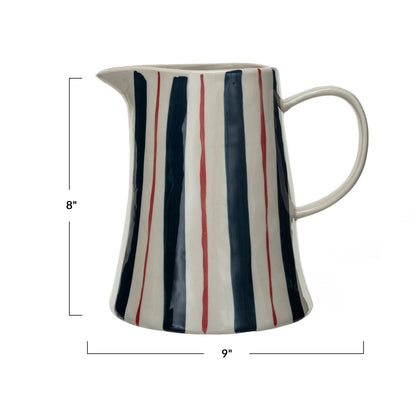 2 Quart Hand Painted Stoneware Pitcher