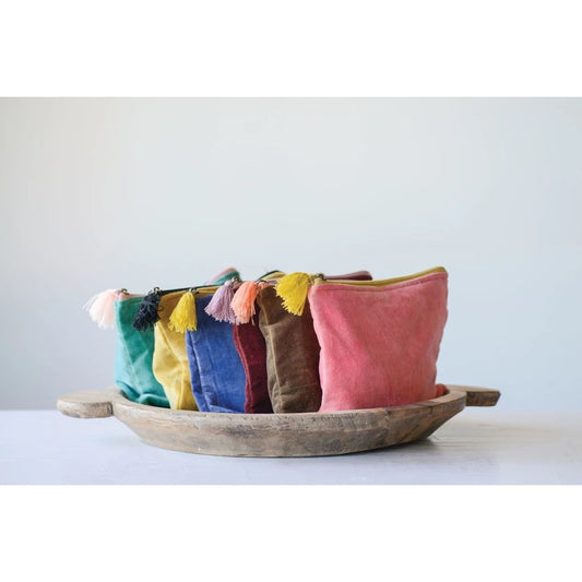 Velvet Zip Pouch Bag