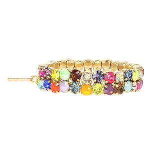 Multicolored beaded bracelet on a white background
