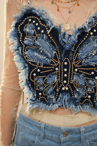 Denim Butterfly Top