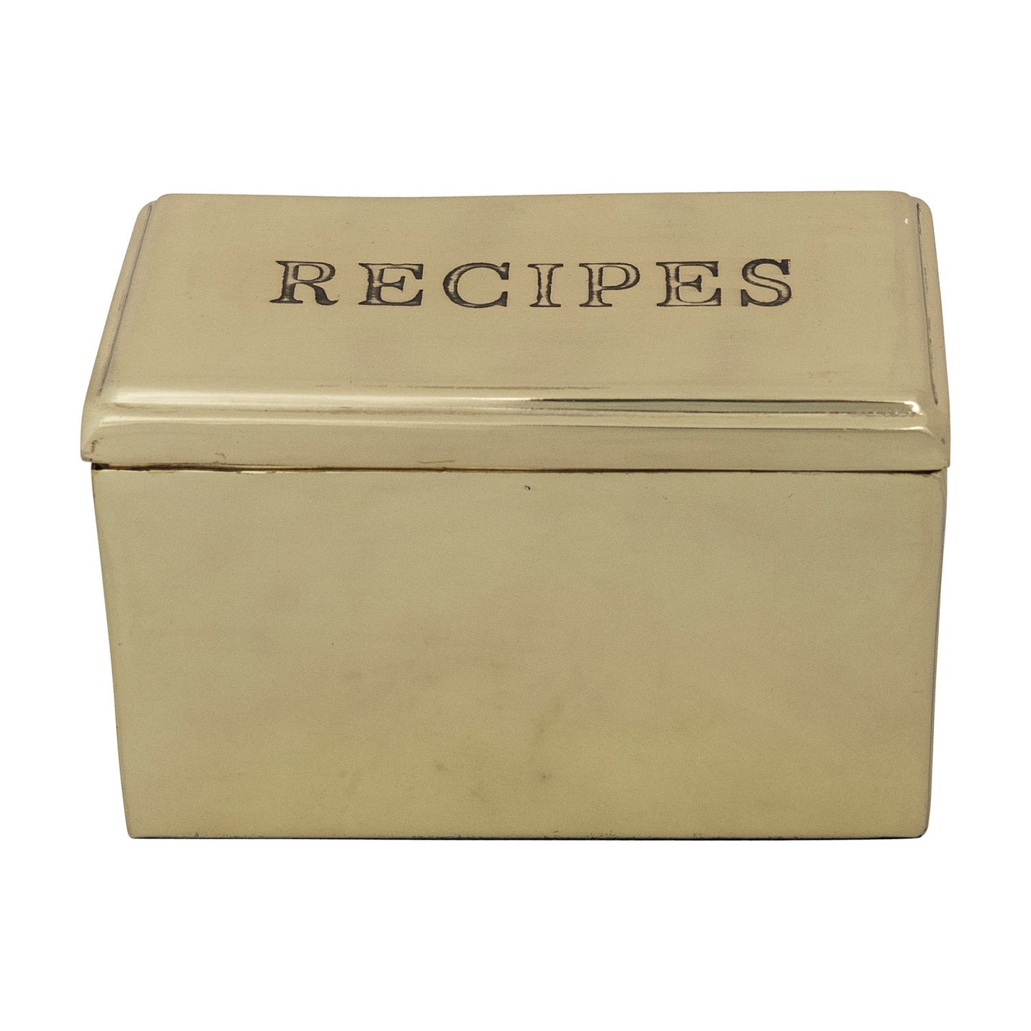 Gold Steel Recipe Box + 36 Recipe Cards