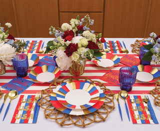 Patriotic Flower Scalloped Dinner Plate Set/8
