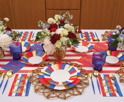 Patriotic Flower Scalloped Salad Plate Set/8