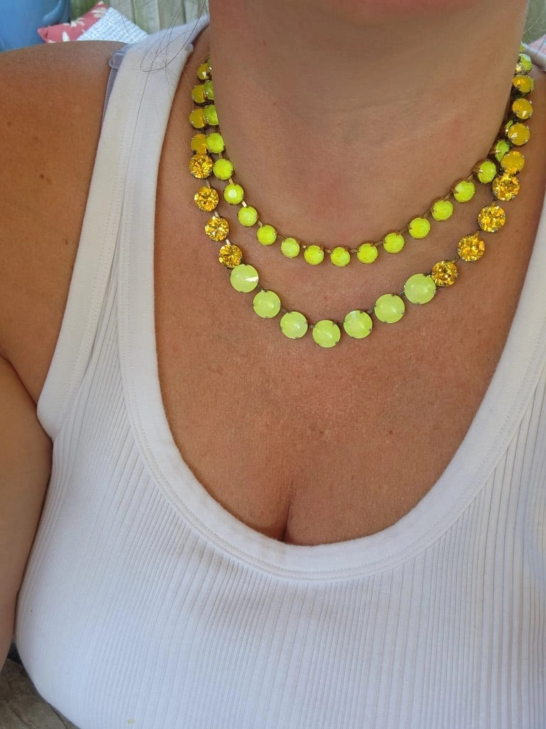 Oakland Necklace- Antique Gold Neon Yellow