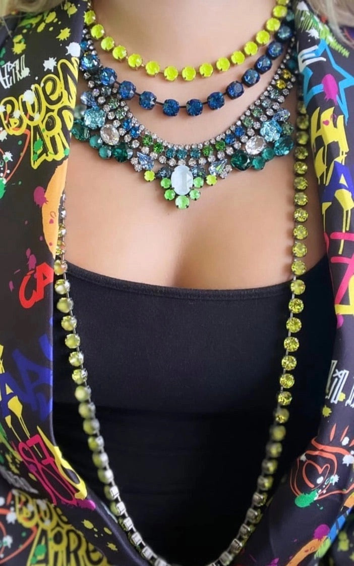 Oakland Necklace- Antique Gold Neon Yellow