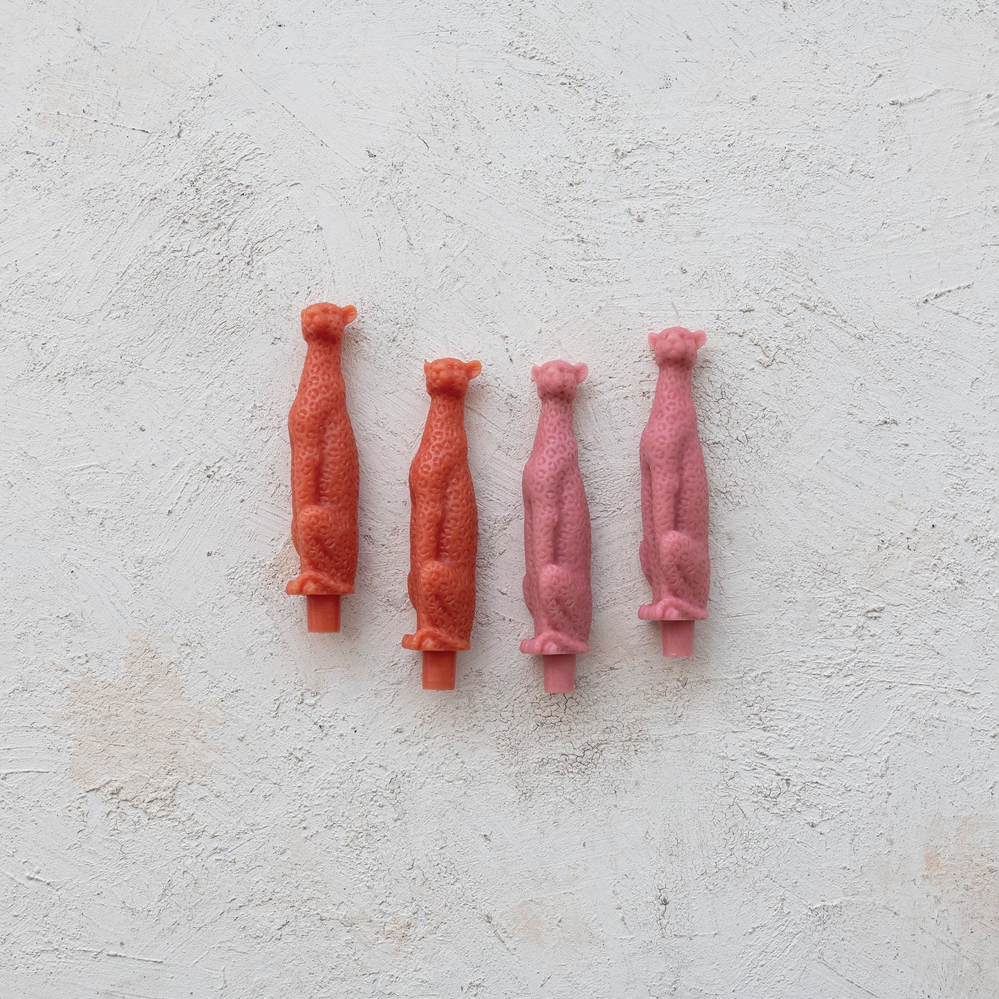 Coral Leopard Shaped Taper Candles in Box Set of 2