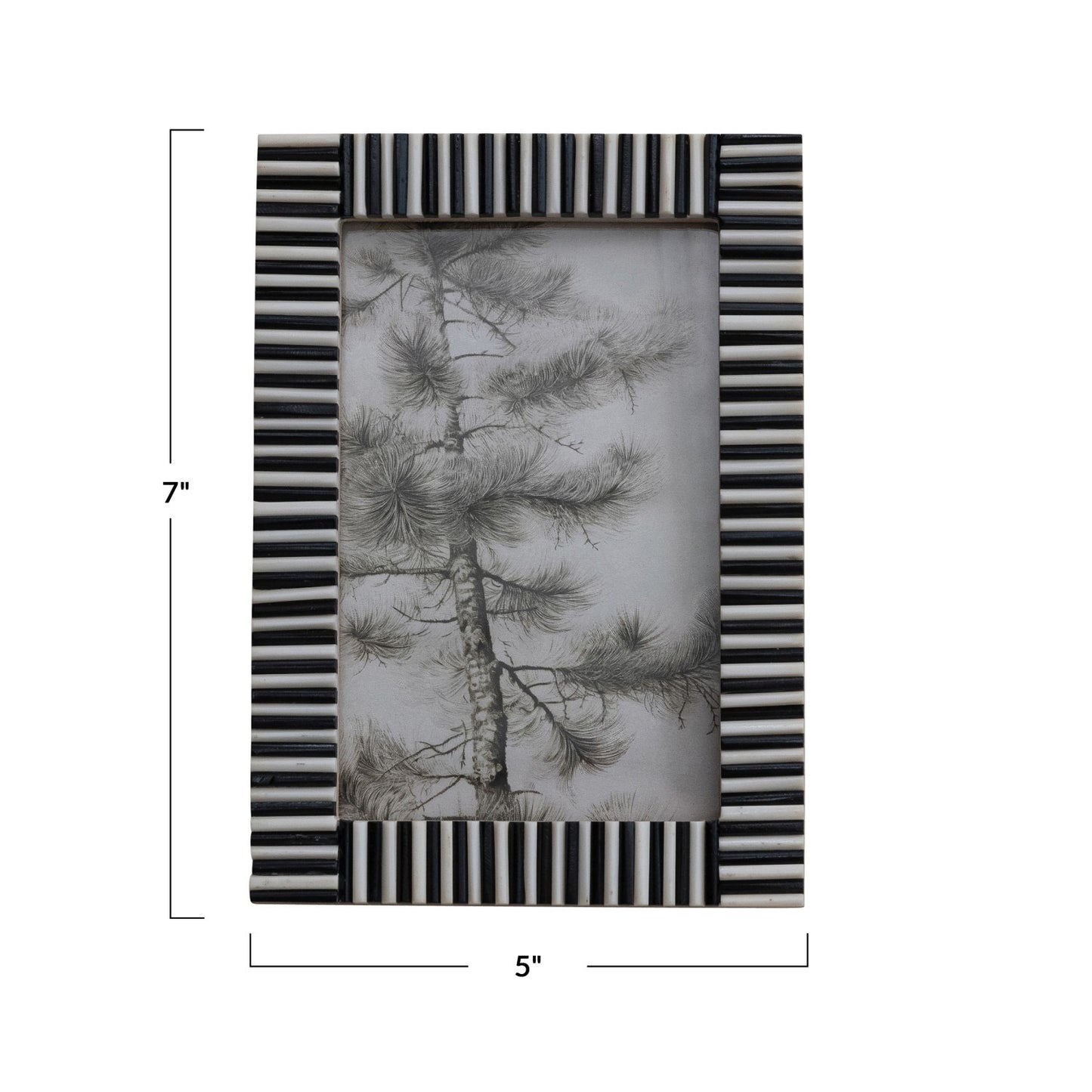 Ribbed Photo Frame, Black & White (Holds 4" x 6" Photo)