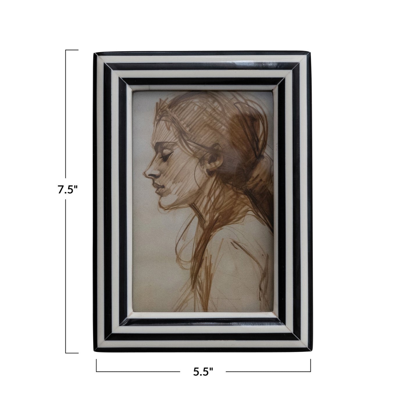 Black & White Striped Photo Frame (Holds 4" x 6" Photo)